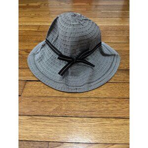 GAP Womens Bucket Sun Hat One Size Brown White Woven Bow Cap Casual Beach